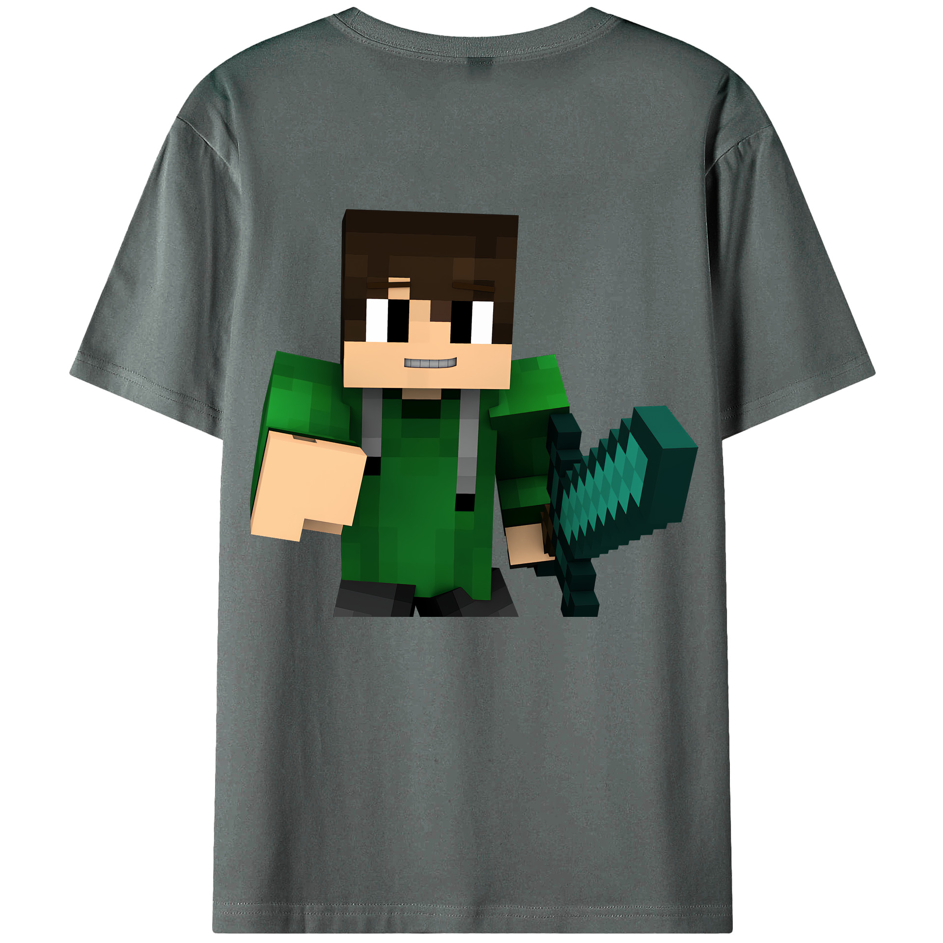 （画像用） マインクラフト ブロックの世界 Minecraft MC Block world 綿100％ メンズ半袖Tシャツ（バックプリント） 通気性